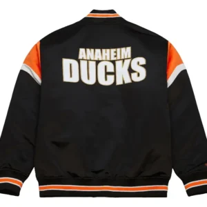 Anaheim Ducks Black Full Snap Bomber Jacket Back