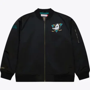 Anaheim Ducks Black Zipper Bomber Jacket