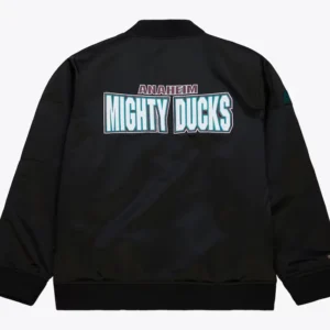 Anaheim Ducks Black Zipper Bomber Jacket Back