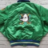 Anaheim Ducks Green Bomber Full Snap Jacket Back