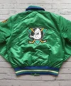 Anaheim Ducks Green Bomber Full Snap Jacket Back
