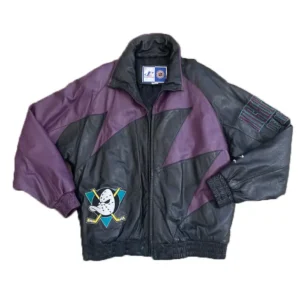 Anaheim Ducks Leather Vintage Bomber Jacket