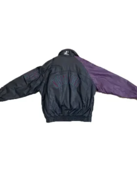 Anaheim Ducks Leather Vintage Bomber Jacket Back