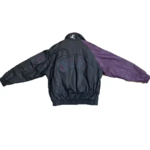 Anaheim Ducks Leather Vintage Bomber Jacket Back