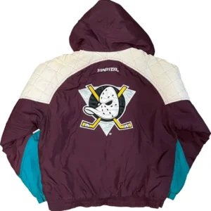 Anaheim Ducks Vintage Bomber Hooded Jacket Back