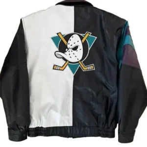 Anaheim Ducks Vintage Leather Zipper Jacket Back
