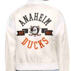 Anaheim Ducks White Bomber Jacket Back