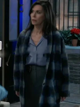 Anna Devane General Hospital Blue Plaid Coat