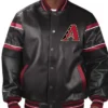 Arizona Diamondbacks Black And Red Full Snap Leather Bomber Jacket 1
