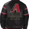 Arizona Diamondbacks Black And Red Full Snap Leather Bomber Jacket