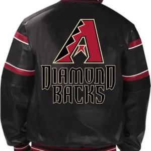 Arizona Diamondbacks Black And Red Full Snap Leather Bomber Jacket