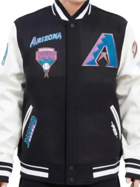 Arizona Diamondbacks Black And White Wool Varsity Jacket