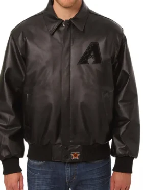 Arizona Diamondbacks Black Bomber Leather Jacket 1
