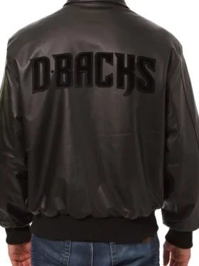 Arizona Diamondbacks Black Leather Bomber Jacket 1