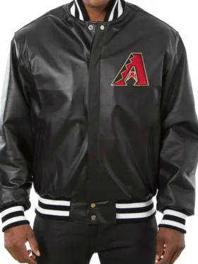 Arizona Diamondbacks Black Leather Bomber Jacket