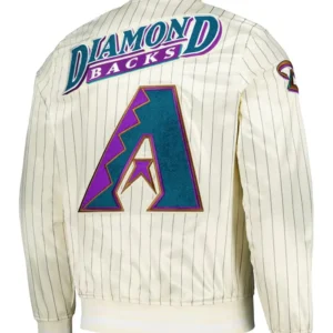 Arizona Diamondbacks Pinstripe White Bomber Jacket