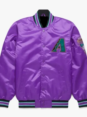 Arizona Diamondbacks Purple Satin Full Snap Bomber Jacket