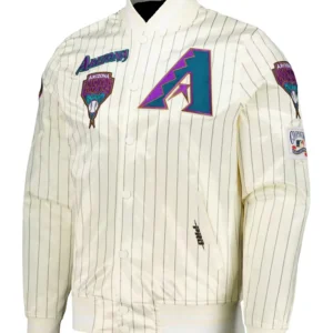 Arizona Diamondbacks White Pinstripe Bomber Jacket