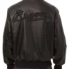 Atlanta Braves Black Leather Bomber Jacket Back