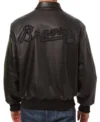 Atlanta Braves Black Leather Bomber Jacket Back