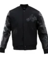 Atlanta Braves Black Wool Full Snap Varsity Jacket