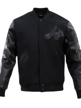 Atlanta Braves Black Wool Full Snap Varsity Jacket