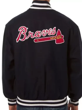 Atlanta Braves Black Wool Varsity Jacket Back