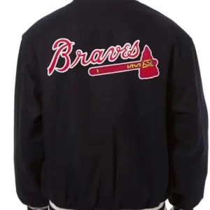 Atlanta Braves Black Wool Varsity Jacket Back