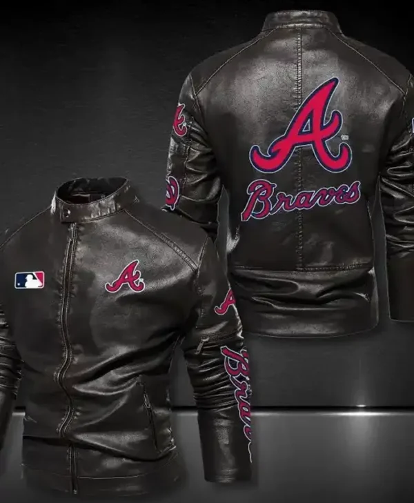 Atlanta Braves Leather Bomber Zipper Jacket