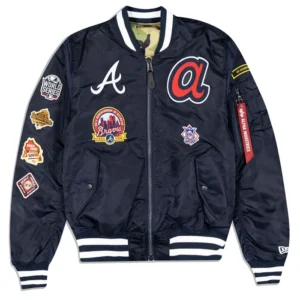 Atlanta Braves Navy Blue Ma 1 Bomber Jacket