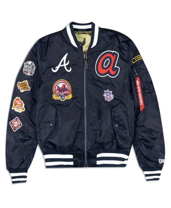 Atlanta Braves Navy Blue Ma 1 Bomber Jacket