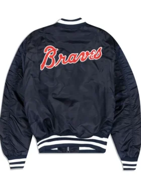 Atlanta Braves Navy Blue Ma 1 Bomber Jacket Back