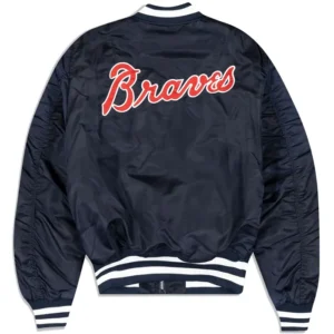 Atlanta Braves Navy Blue Ma 1 Bomber Jacket Back