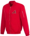 Atlanta Braves Red Satin Zipper Bomber Jacket