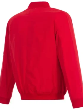 Atlanta Braves Red Satin Zipper Bomber Jacket Back
