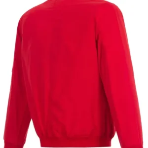 Atlanta Braves Red Satin Zipper Bomber Jacket Back