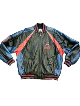 Atlanta Braves Vintage Leather Bomber Zipper Jacket