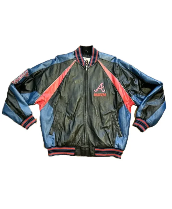 Atlanta Braves Vintage Leather Bomber Zipper Jacket