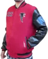 Atlanta Falcons Retro Classic Mens Rib Wool Varsity Jacket Side Look