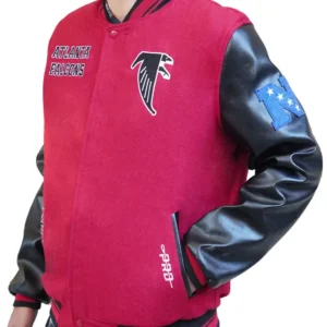 Atlanta Falcons Retro Classic Mens Rib Wool Varsity Jacket Side Look
