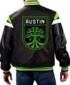 Austin FC Leather Black Bomber Jacket