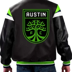 Austin FC Leather Black Bomber Jacket