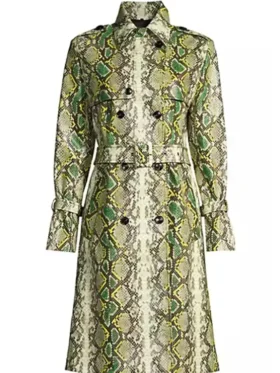 Birdie Grosse Pointe Garden Society Snake Print Green Coat For Sale
