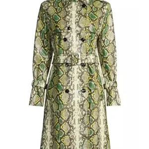 Birdie Grosse Pointe Garden Society Snake Print Green Coat For Sale