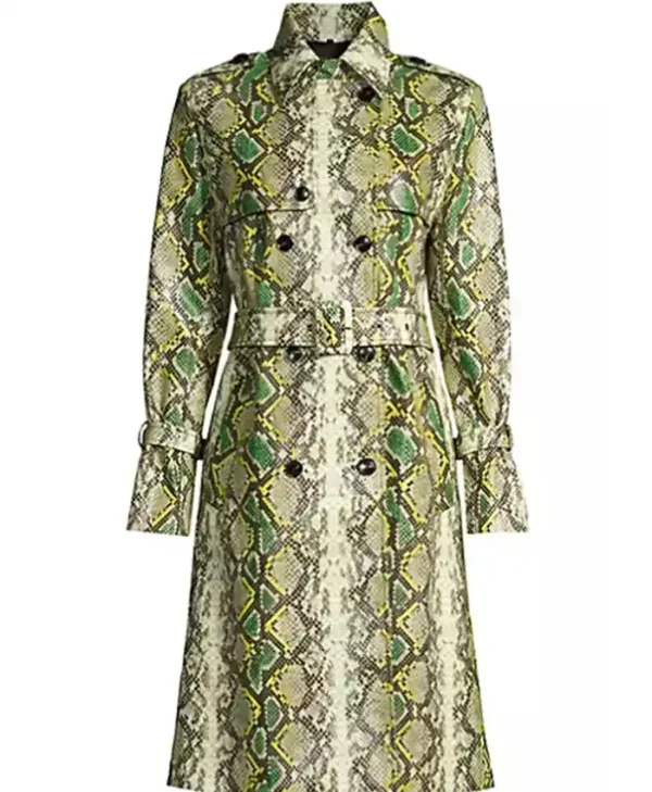 Birdie Grosse Pointe Garden Society Snake Print Green Coat For Sale