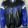 Black And Blue Vintage Dodgers Leather Jacket