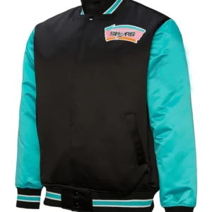 Black And Green Full Snap San Antonio Spurs Bomber Jacket