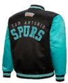 Black And Green Full Snap San Antonio Spurs Bomber Jacket Back