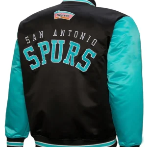 Black And Green Full Snap San Antonio Spurs Bomber Jacket Back