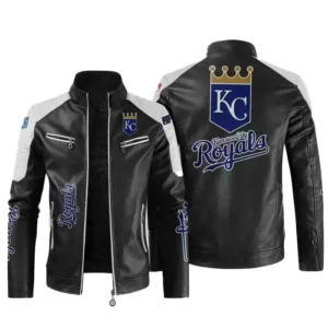 Black And White Kansas City Royals Genuine Leather Jacket